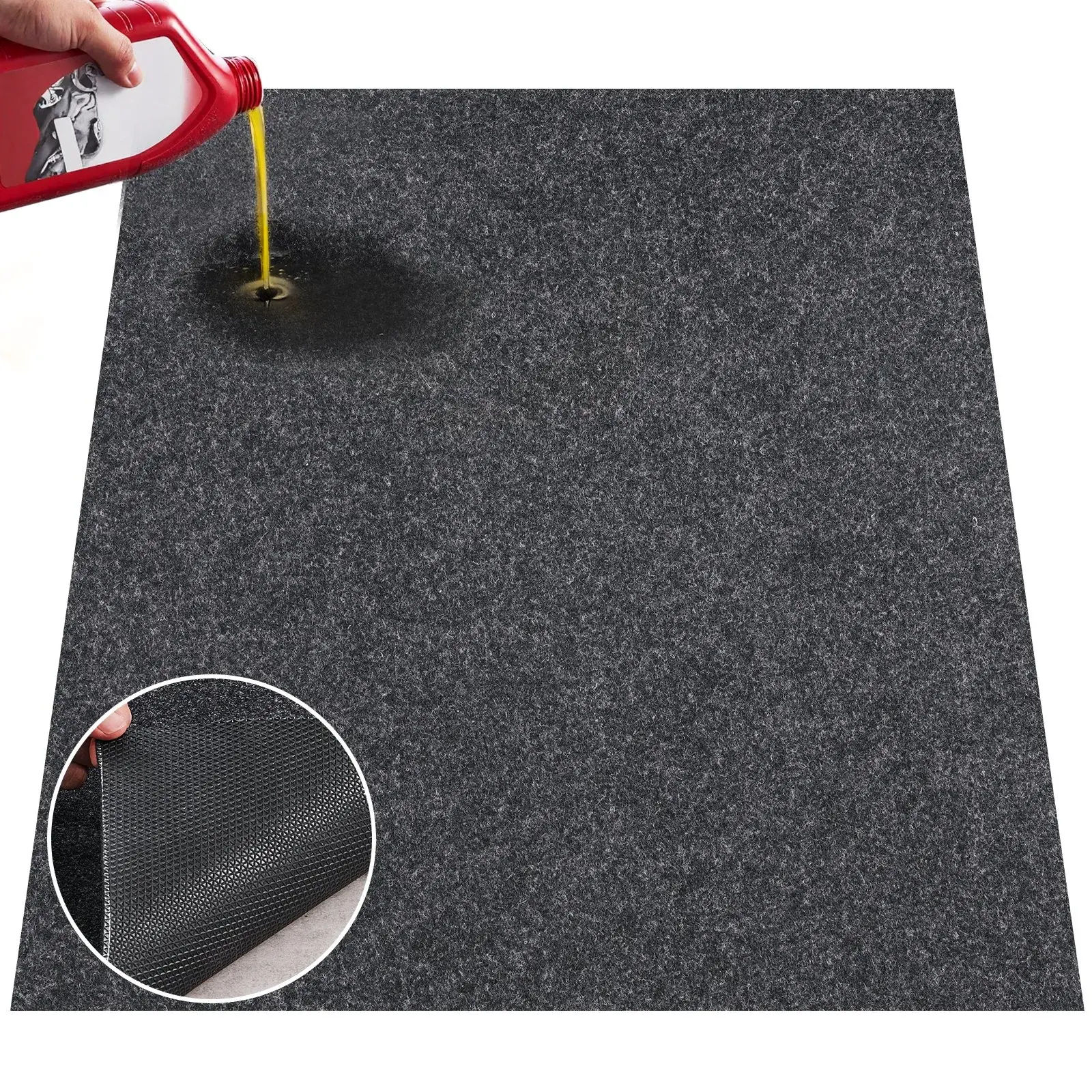 Waterproof Heavy-Duty Garage Floor Containment Mat, 3'x5' Compact Size with Strong Grip, Protects Floors from Water, Mud & Oil, for Garages, Greenhouses