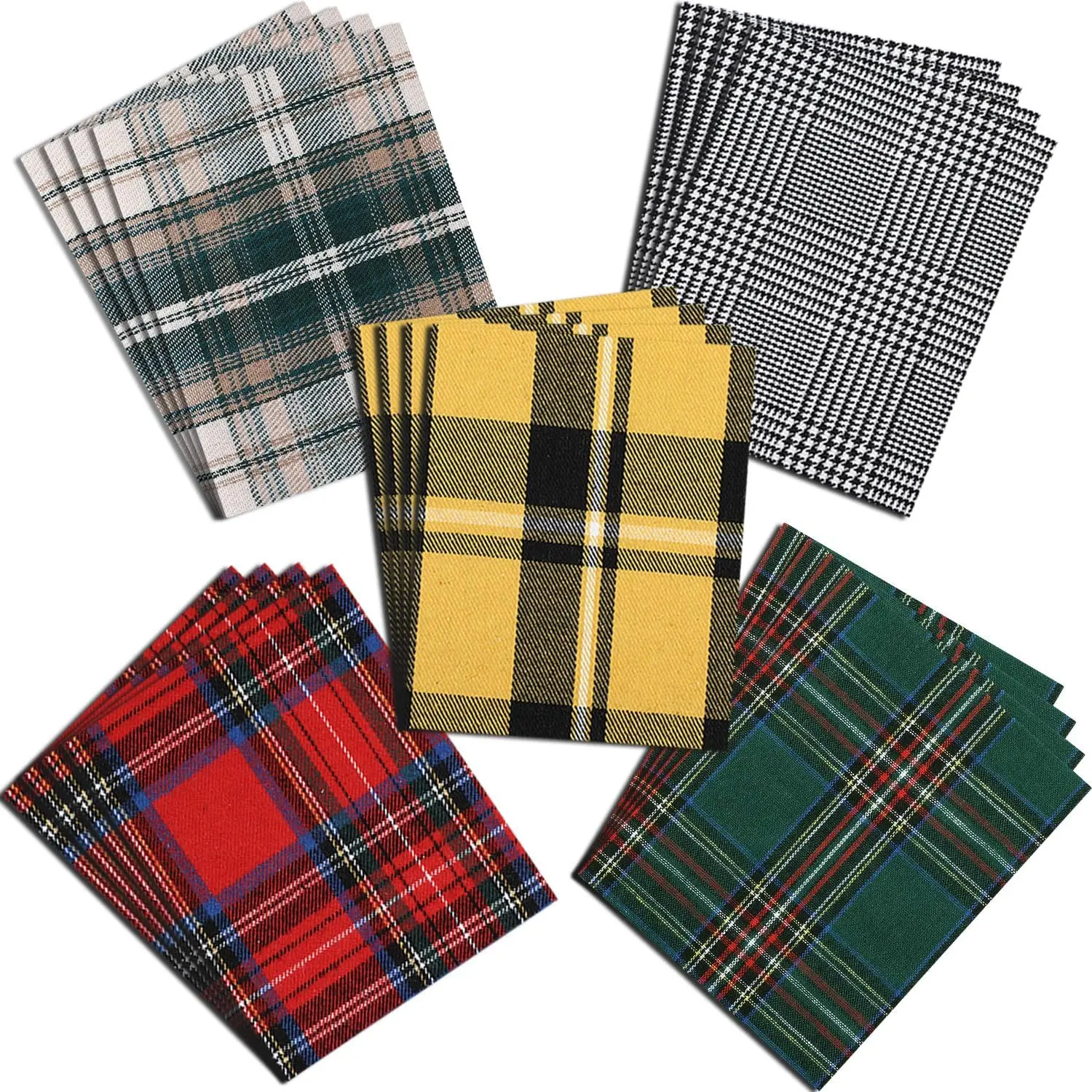 20 Pieces Iron-on Plaid Patches Buffalo Fabric Heat Transfer Vinyl Plaid Iron Repair Patch for Winter Clothing Jeans Repair Decor, 5 Styles (4.72 x 7.09 inches)