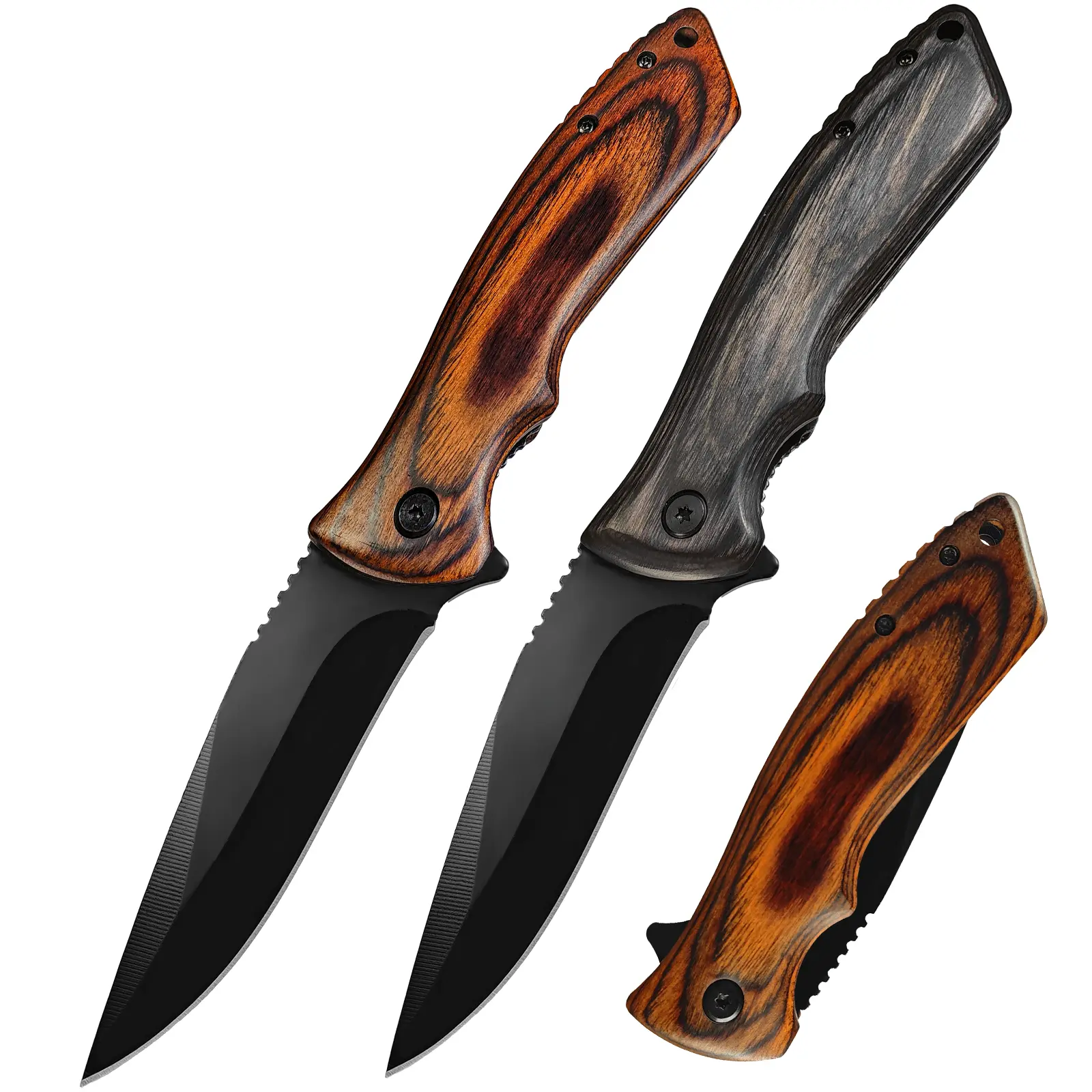 3.5 in Thick Durable Rustproof Kitchen Fruit Knife - V-Shaped Edge, Serrated Back, Ergonomic Handle, Sharp for Easy Cutting, Suitable for Home, Camping, Halloween Gifting