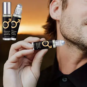 Men's Pheromone Perfume Rollerball, Long-Lasting Woody Scent, Fresh Fragrance, Premium Scents, Ideal for Dates and Casual Wear, Bottle with Gold Accents