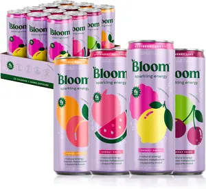 Bloom Nutrition Sparkling Energy Drink Natural Caffeine Zero Sugar 180mg Caffeine Antioxidant Rich with Green Coffee Bean Green Tea Extract Prebiotics 12oz 12 Pack