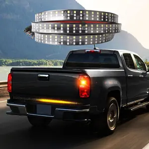 48 Inch 3 Row LED Light Strip, Truck Tailgate Light Strip with Red Running Brake Lights, White Reverse Light, Amber Turning Signals Strobe Interior Lights