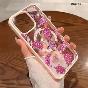 Premium Magnetic Phone Cases for iPhone11/12/13/14/15/16//17/Air/promax/Plus Pink Turtle Seagrass y2k cased MagSafe Ready, Anti-Fall, Springtok and Ultra-Thin Design | Perfect for Everyday Use Protector Screen Protector Aesthetic Cove