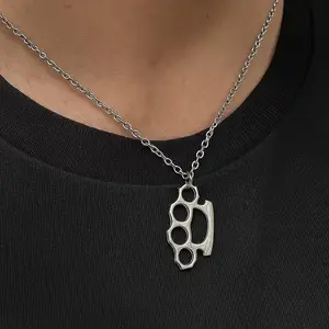 1 Piece Knuckles Pendant Necklace for Women Men Neck Chain Vintage Summer Gothic Goth Jewelry