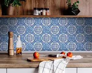 HomeRoots 400139 8 x 8 in. Blue & White Medi Peel & Stick Tiles