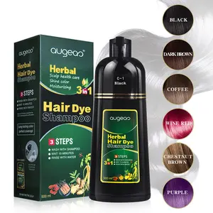 Black Hair Dye Shampoo Instant 3 in 1+100% Grey Coverage -HerbalIngredients
