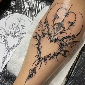 1pcs Charm Magic Love Herbal Juice Tattoo Sticker Gothic Sexy Hot Girl Temporary Tattoo Arm Waterproof Durable Fake Tattoo Men and Women Halloween Party Gift Y2k Sticker Tattoos Body Fake Tattoos