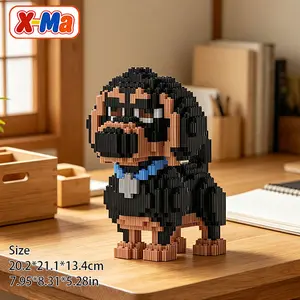 Cute Rottweiler Dog Building Blocks Set - Kawaii Puppy Micro Brick Animal DIY Toy Gift for Dog Lovers Home Decor
