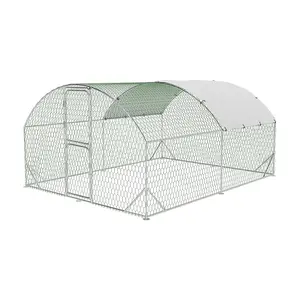 Large Metal Chicken Coop, Chicken Runs for Yard with Cover, Large Chicken Run with Double Door and Upgrade Tri-Supporting, Walk in Chicken Coop for Outdoor Farm Yard