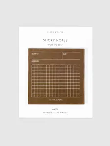Note to Self Sticky Notes - 50 Sheets - 5.5 x 3 Inches - Brown with Grid Design - Ideal for Note-taking & Reflection