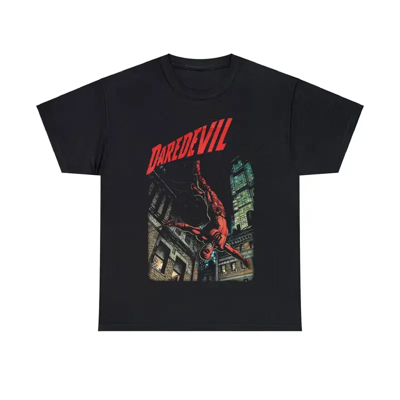 Daredevil Women's Fitted Cotton Round Neck Short-Sleeve Printed T-Shirt - Matt Murdock Fan Gift, Retro Comic-Inspired Casual Top, Themed Apparel, Shortsleeve, Tshirt