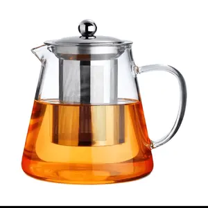 Heat-Resistant Glass Teapot with Stainless Steel Tea Filter - 1 Piece
