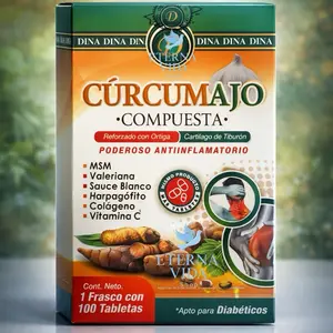 Dina Dina Dina Curcuma Antioxidants with Ortiga Cartilage de Tiburón Poderoso Antiinflamatorio 100 Tablets