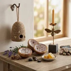 Bee Bowl - Set of 4| Medium Wooden Honeycomb Bowls