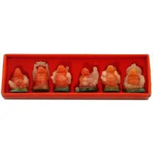 LM Treasures Hong Tze Series Religious Buddhism Decor - 6-Piece Color Buddha Ornaments for Feng Shui Luck