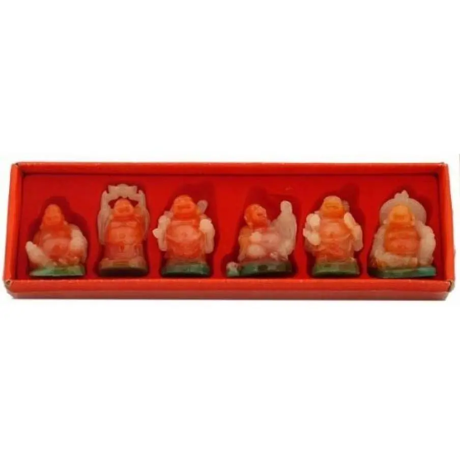 LM Treasures Hong Tze Series Religious Buddhism Home Decor, 6-Piece Color Buddha Ornaments for Feng Shui Luck, Six Pieces