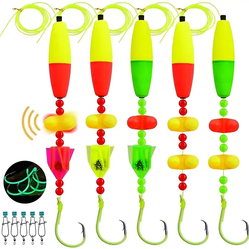5 Pack Catfish Rigs, Hand Tied, Luminescent Circle Hook Trolling Rig Santee Cooper