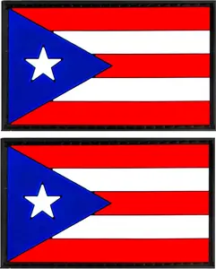 Puerto Rico Flag Patch Puerto Rico PVC Rubber Hook & Loop Fastener Patch for Hats, Tactical Bags, Jackets, Clothes Patch Team Military Patch（ 2 Pack）