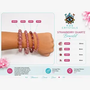 Natural Strawberry Quartz Bracelet | Genuine Crystal Beaded Bracelet | 4mm 6mm 8mm 10mm Jewelry limited time