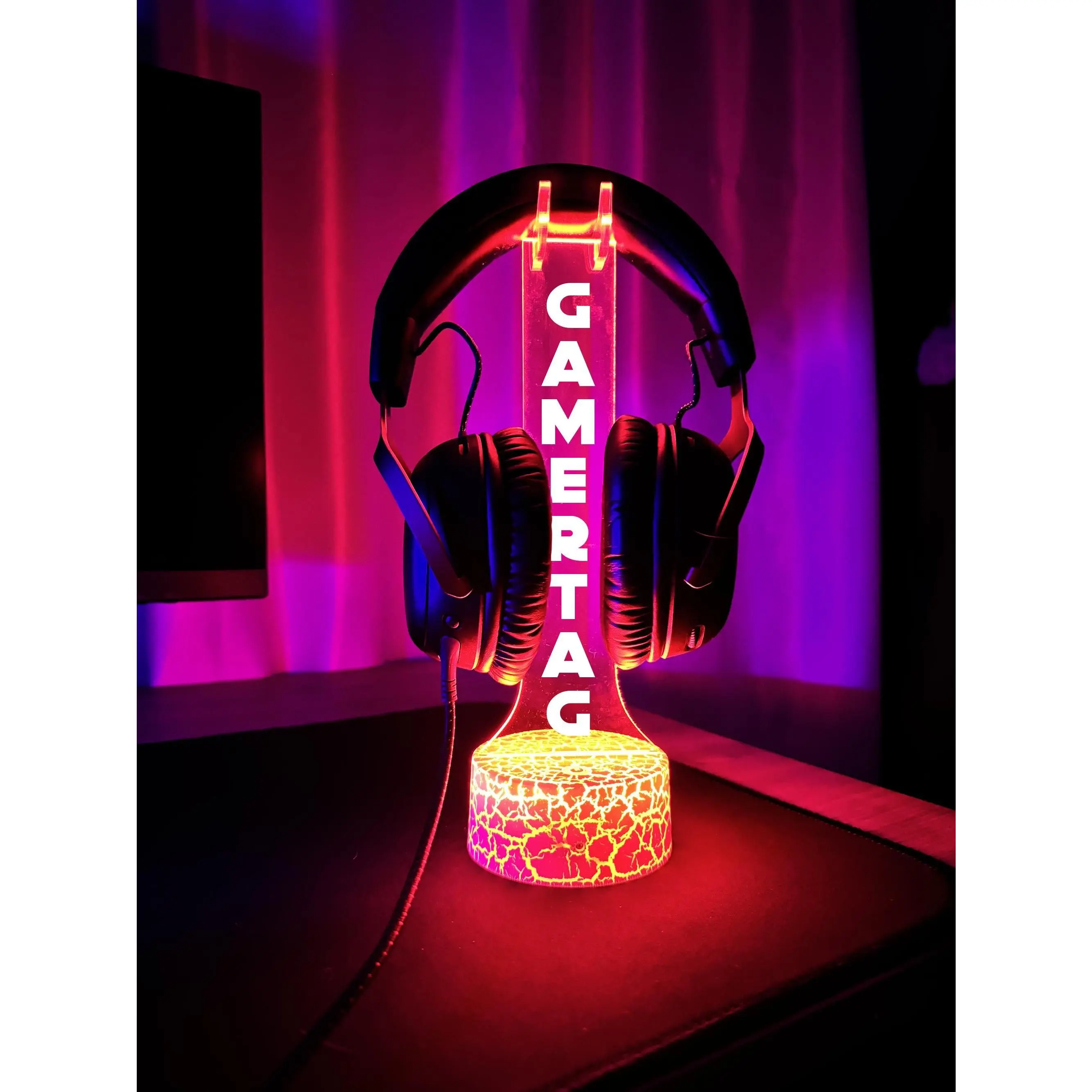 Personalized led Headphone Stand, Streamer Headset Holder Stand, Gamertag led Light Sign, Headphone Holder, Unique gifts for Gamers Father's Day Gift Ideas for Dad Husband Partner or Loved Ones