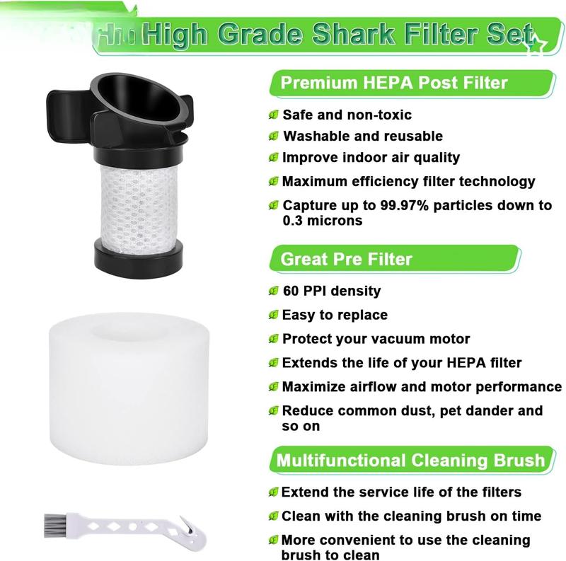 Filter Replacement for Shark ION Flex Duo Clean IF100 F80 UF280 IF200 IF201 IF202 IF203Q IF252 IF281 IF282 Cordless Vacuum, 2 HEPA + 4  Felt Filters +1 Brush, Part # XPREMF100 & XPSTMF100