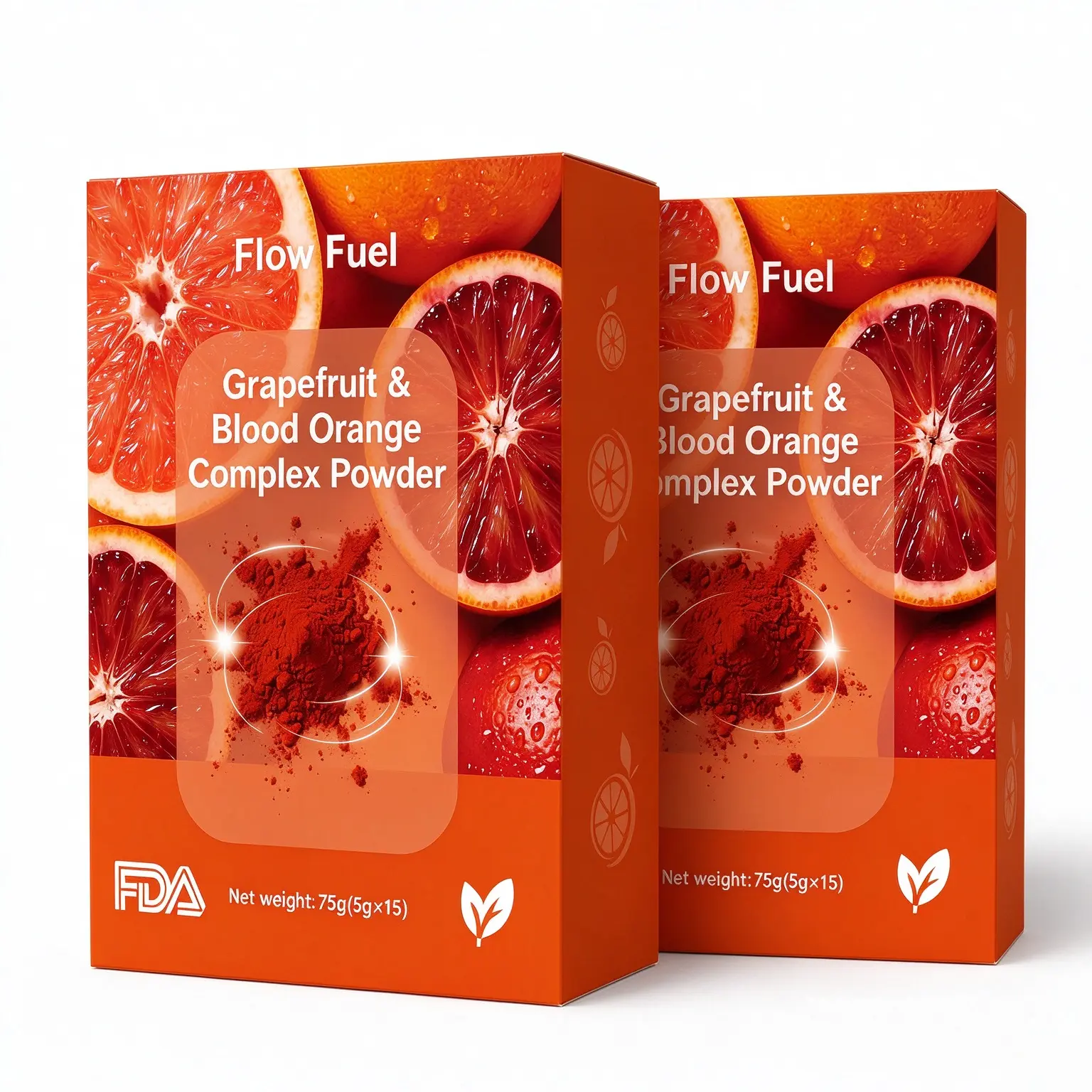 2 Pack Prebiotic Fiber Sachets with Red Grapefruit & Blood Orange, High Dietary Fiber Powder with Resistant Dextrin, 0 Fat Low-Sugar Portable Citrus Gut Wellness Single-Serve Drink Packs