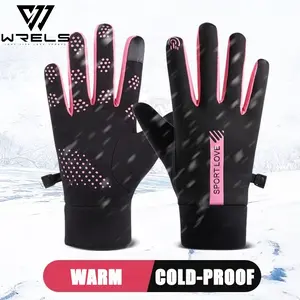 Wrels Autumn Winter Warm Waterproof Sports Gloves, Outdoor Running Cycling Fleece Touchscreen Gloves, Windproof Cold-Resistant Handwear, Mountaineering Training Gloves