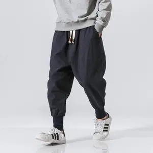 Cotton and linen harem pants men's street wear jogging pants new loose low crotch pants casual pants men's sports pants