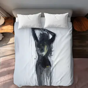 Begin Home Decor C1DCQSW0KJPPJG Gold Bedroom Romantic Queen Size Duvet Cover - Female Silhouette