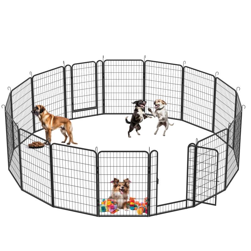 Aolio Dog Playpen 6/8/12/16 Panels Metal Pet Playpen, Outdoor Indoor Dog Exercise Barrier Fence, 40(39.37)inch