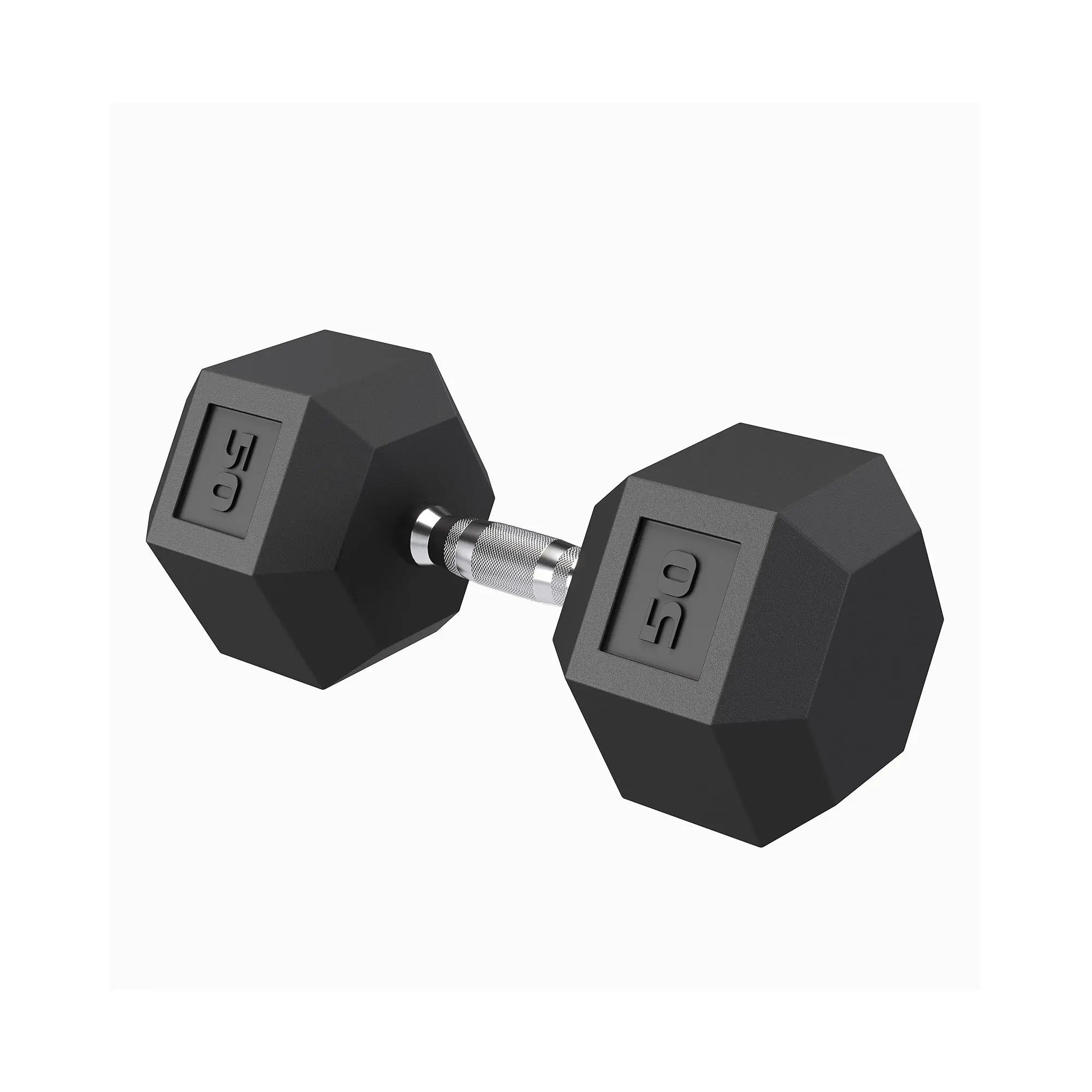 50LB Hex Dumbbells Set of 2 – Rubber Coated Cast Iron Weights – Non-Slip Textured Steel Handle – Anti-Roll Design – Strength Training Fitness Dumbbells for Home Gym, Men & Women