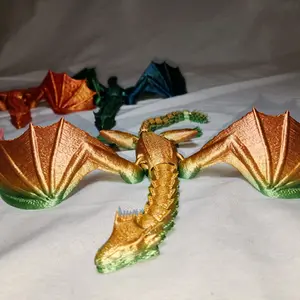 3D Printed Winged Flexi Dragons for Home Decor - Detailed, Flexible & Colorful Ornaments
