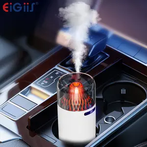 Car Humidifier with Simulation Flame Night Light, 360ML Water Tank, Quiet Mist Atomizer, Aromatherapy Essential Oil Diffuser, Type-C Powered, Auto Shut-Off Protection, Portable Small Humidifier for Car Office Bedroom Home