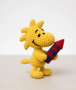 Handmade Crochet Yellow Bird Plush with Firework | Cute Amigurumi Animal Doll | Handmade Crochet Gift for Kids & Collectors