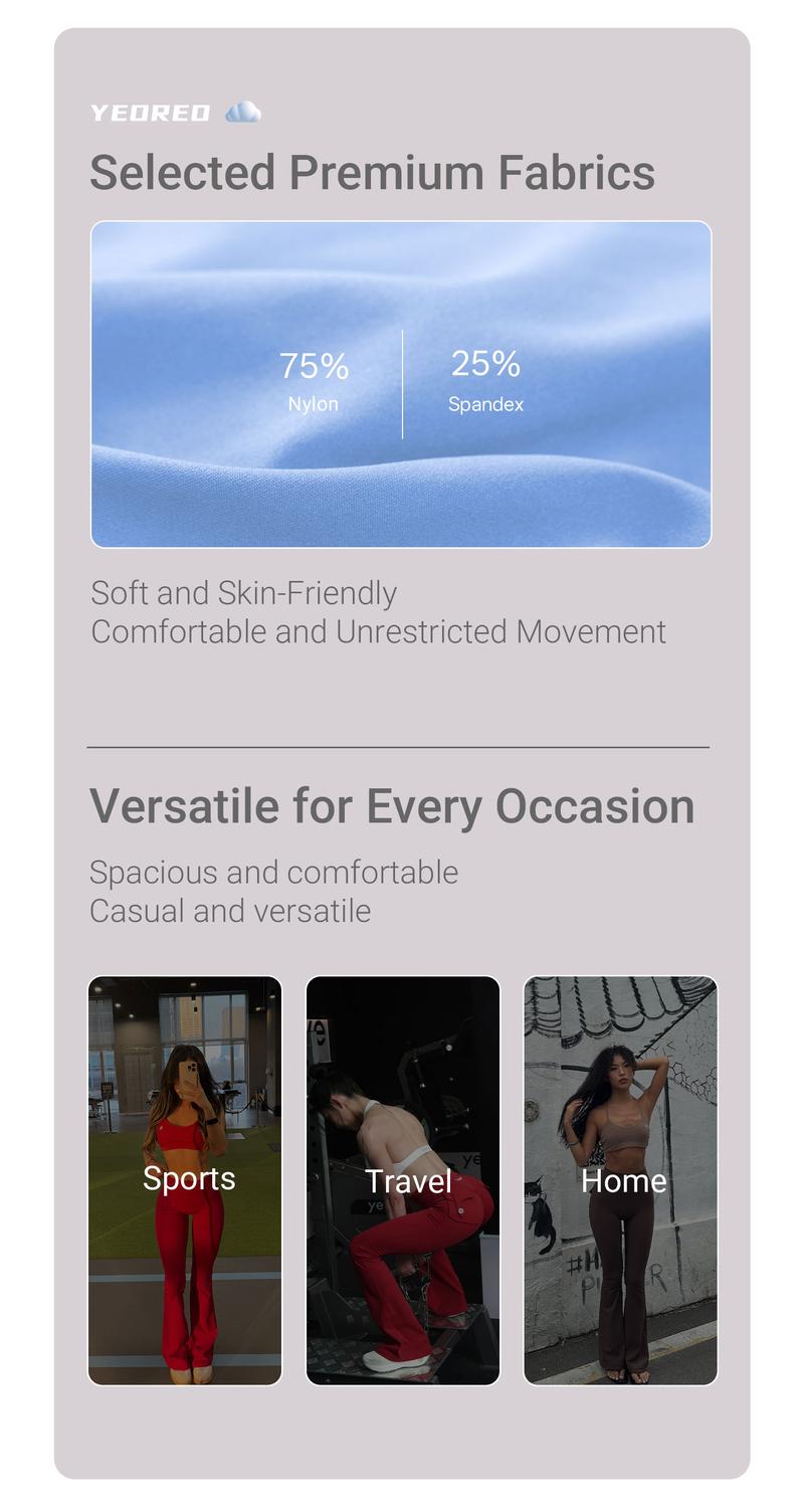 YEOREO CoreFlex Flare Leggings with Pockets for Women Scrunch Workout Leggings Butt Lifting Gym Yoga Pants