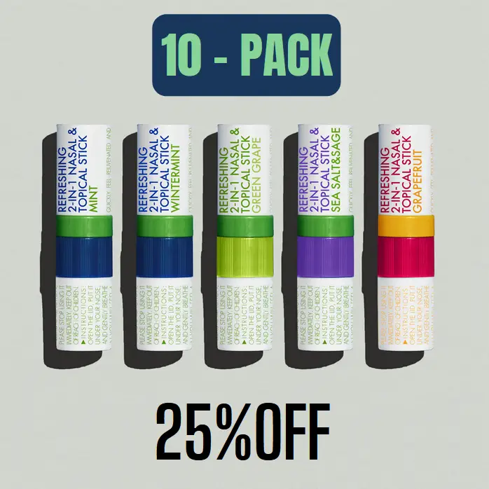 [Herb Island] 2 in 1 Nasal Stick Inhaler, Energizing Inhaler & Soothing Roll-On, Natural Mint Essential Oil Aromatherapy Sticks for Breathing