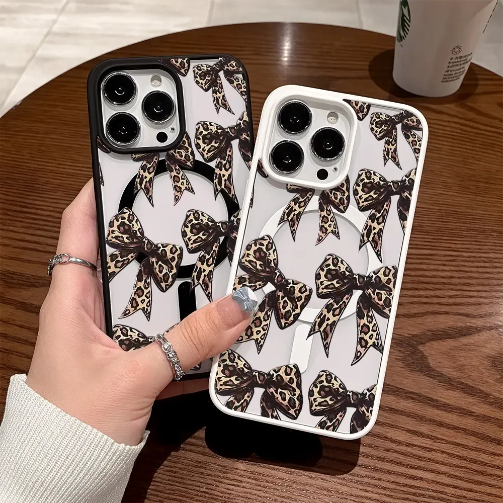 Premium Magnetic Phone Cases for iPhone11/12/13/14/15/16//17/Air/promax/Plus Leopard Print Bow y2k cased MagSafe Ready, Anti-Fall, Springtok and Ultra-Thin Design |     Perfect for Everyday Use Protector Screen Protector Aesthetic Cover