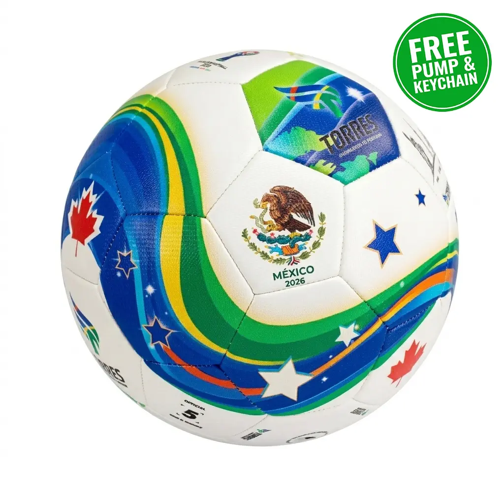2026 North America Tri-Nation Classic Size 5 Seamless PU Trainer Ball Bundle - USA Canada Mexico Football Balls with Free Portable Pump, Keychain Opener, Unity Landmark Map Design, Enhanced Performance & Durability (For Training), Soccer Gear, Recreationa