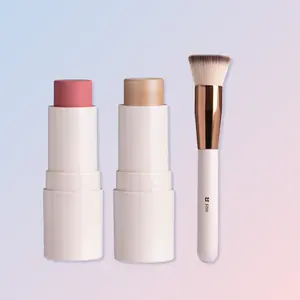 Red Aspen Makeup Stick Duo Bundle Pick Any 2 Blush Bronzer or Highlighter + Free Buffing Brush