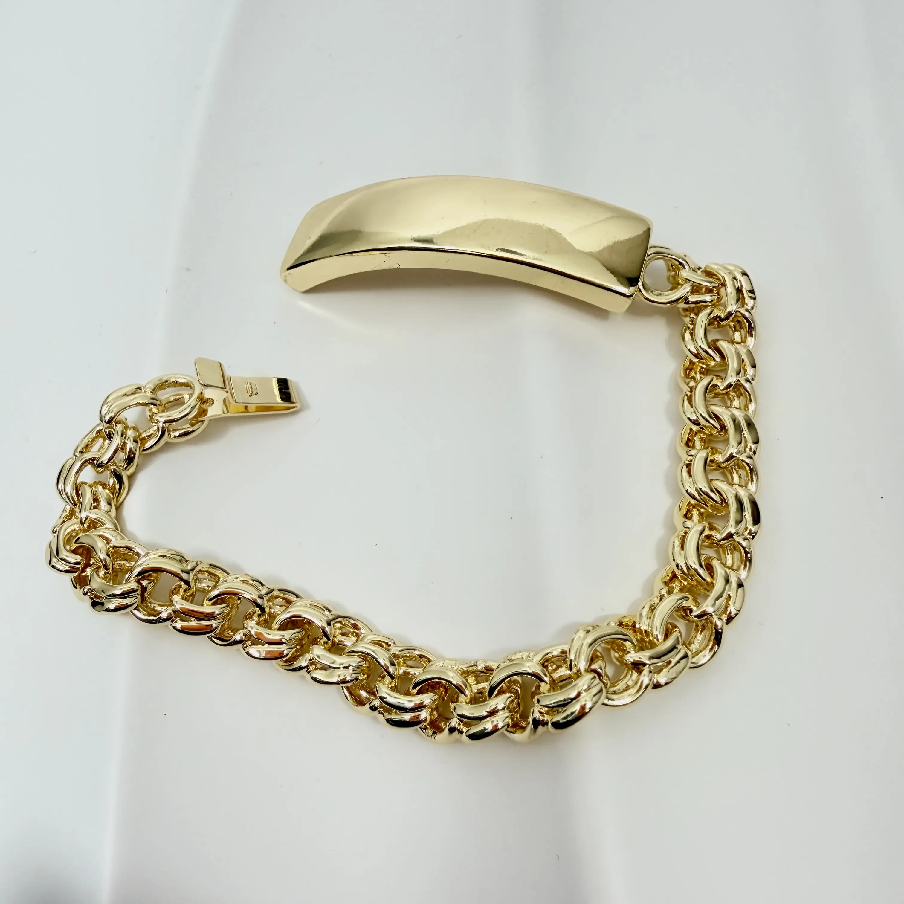 Chink Link 14k Gold Plated Esclava Double Link Engravable Name Personalized ID