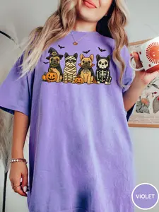 Comfort Colors® Halloween French Bulldog Shirt, Frenchie Lover TShirt, French Bulldog Skeleton Tee, French Bulldog Gifts, Frenchie Dog Mom