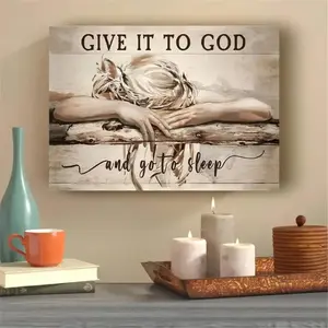 A painting depicting a sleeping girl with slogan patterns, a single modern canvas wall art poster, is suitable for the wall art decoration of living rooms and bedrooms at home wall decor