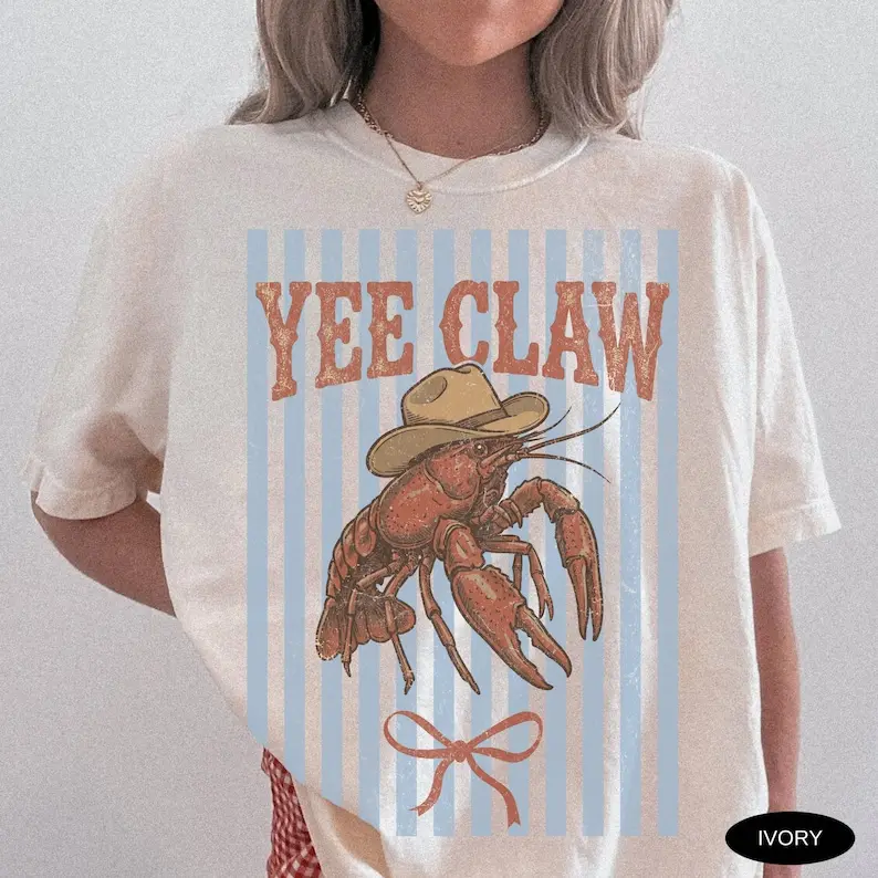 Comfort Colors? Lobster Cowboy Shirt Coquette Trendy Yee Claw Tee Funny Lobster Shirt Western Beach Top Amalfi Coast Trip TShirt