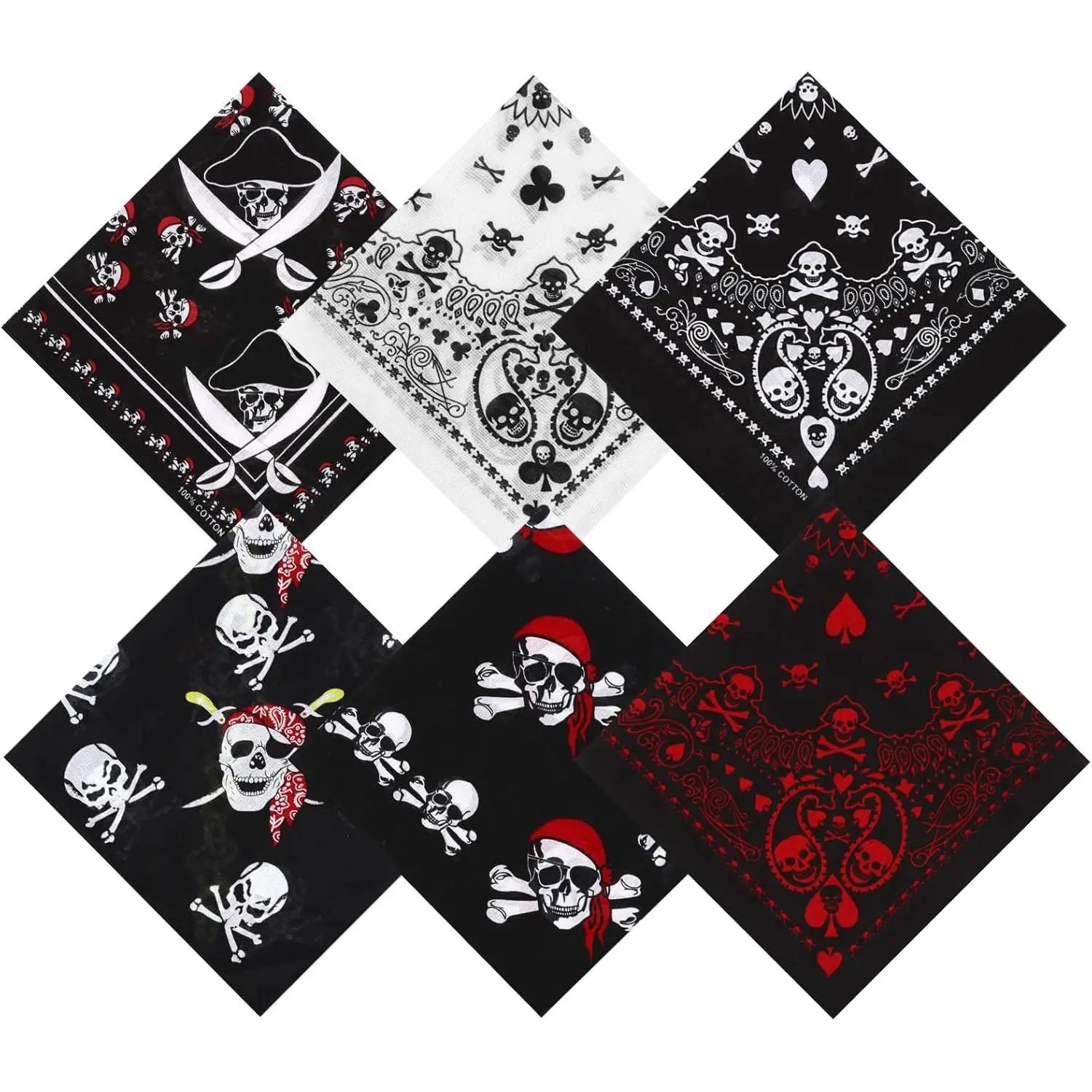 Cotton Pirate Bandana for Men Bandanas for Men Skull Bandana Pirate Party Costume Handkerchief  Headband