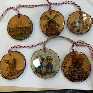 6 Pack Wooden Ornaments with Unique Designs for Festive and Holiday Decoration Natural and Cozy Christmas Hanukkah Decor