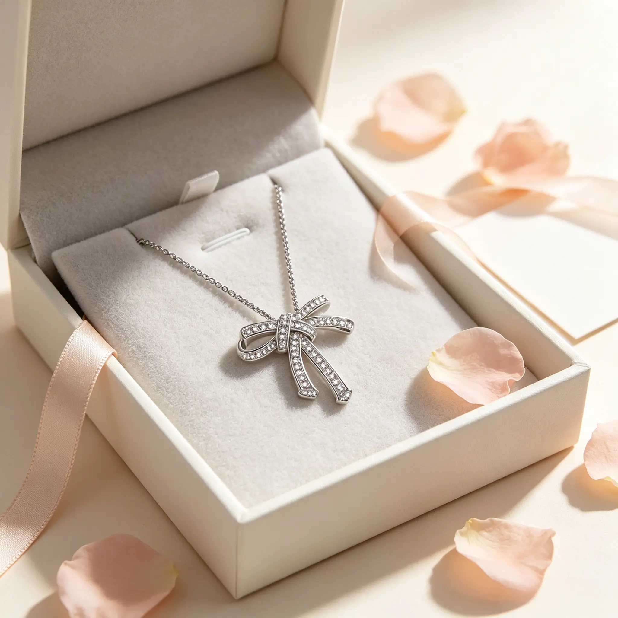 Necklaces for Women Sparkling Bow Pendant, Dainty Rhinestone Alloy Costume Jewelry with an Adjustable Chain for Daily Wear
