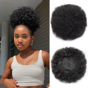 Black Women’s Exclusive Afro Puff Ponytail Extension – Fluffy Curly Braid Synthetic Hair, Easy Clip-in Drawstring Ponytail, Full & Voluminous Look, Strong Hold Long-Lasting, Smooth Natural Texture, Perfectly Blend with Your Natural Hair