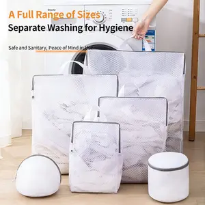 Mesh Laundry Bag with Zipper, Upgrade 3D Laundry Bag, Hand Extraction Mesh Bag, Washing Machine Filter Net, Anti-Deformation Laundry Bag