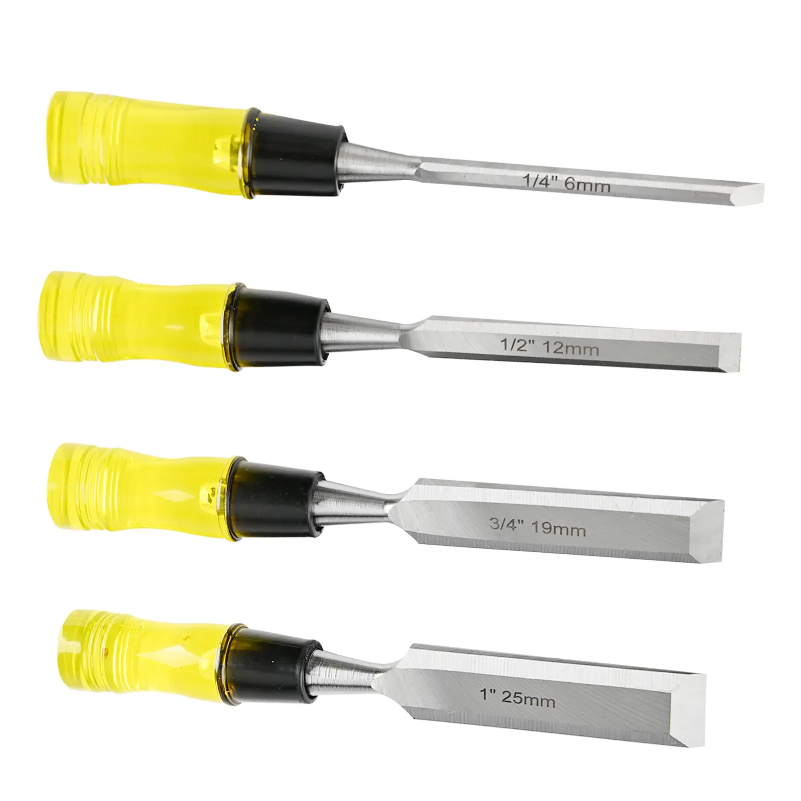 4-Piece Wood Chisel Set, High Carbon Steel Blades, Ergonomic Soft Grip Handles, Sharp Professional Woodworking Tools for Mortise, Carving, DIY & Furniture Repair