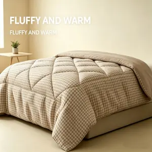 1pc All-Season Quilted Bedspread, Rhombus Stitching, 260gsm Fill, Breathable Soft Durable, Ideal for Bedroom Hotel Use, Gingham Pattern Bedding